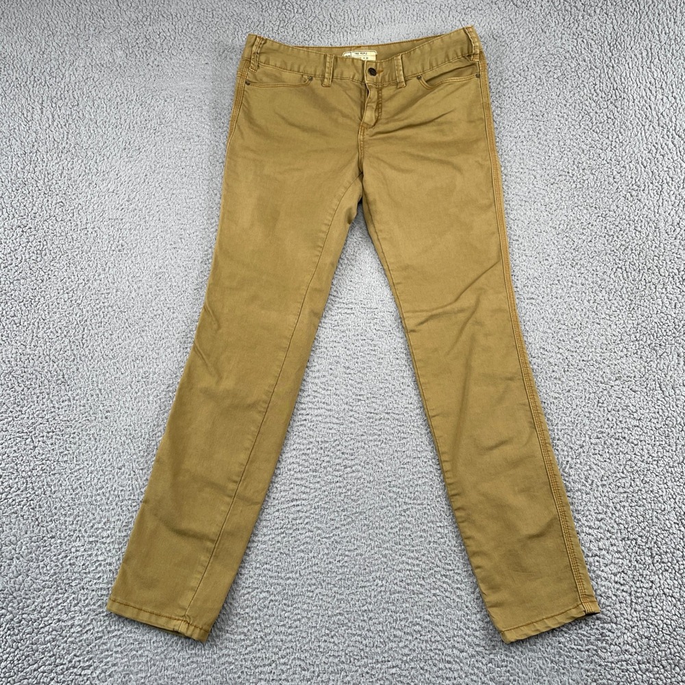 Free People Pants Womens 30 Tan Khaki Slim Straight Triple Needle Stitch Casual